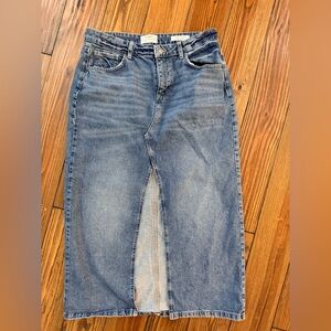 Cotton On Mid Blue Denim Skirt with Front Slit